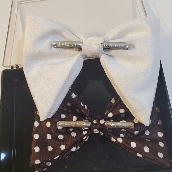 Bundle of 2  men's polka brown and white Bow Tie - Picture 3 of 3